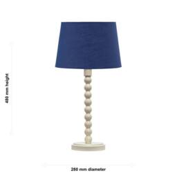 First Choice Lighting Set of 2 Bobbin - Ivory Lamps with Navy Blue Cotton Shades in White - thumbnail 7