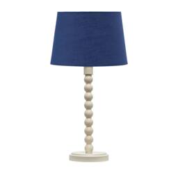 First Choice Lighting Set of 2 Bobbin - Ivory Lamps with Navy Blue Cotton Shades in White - thumbnail 2