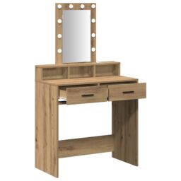 Berkfield Home Dressing Table with LED Lights Artisan Oak 79x41x140 cm in Brown - Size: 79 x 41 x 140 cm - thumbnail 4