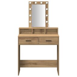 Berkfield Home Dressing Table with LED Lights Artisan Oak 79x41x140 cm in Brown - Size: 79 x 41 x 140 cm - thumbnail 5