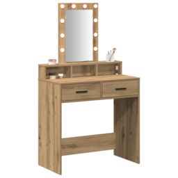 Berkfield Home Dressing Table with LED Lights Artisan Oak 79x41x140 cm in Brown - Size: 79 x 41 x 140 cm - thumbnail 3