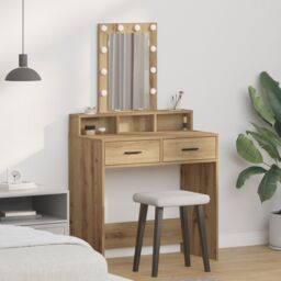 Berkfield Home Dressing Table with LED Lights Artisan Oak 79x41x140 cm in Brown - Size: 79 x 41 x 140 cm - thumbnail 1