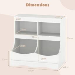 Costway Wooden Toy Storage Organizer 4-Cubs Kids Bookcase for Book & Toy in White - thumbnail 2