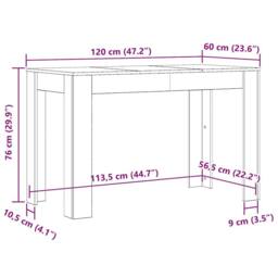 Berkfield Home Elegant Dining Table Smoked Oak 120x60x76 cm Engineered Wood in Brown - Size: 120 x 60 x 76 cm - thumbnail 7
