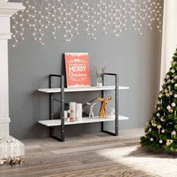 Berkfield Home Decorative 2-Tier Book Cabinet White 100x30x70 cm Engineered Wood - Size: 100 x 30 x 70 cm - thumbnail 2
