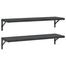 Berkfield Home Wall Shelves 2 pcs 100x30 cm Black Stainless Steel - thumbnail 2