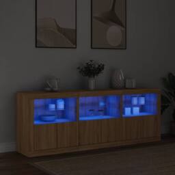 Berkfield Home Sideboard with LED Lights Sonoma Oak 181.5x37x67 cm in Light Tan - thumbnail 1