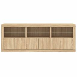 Berkfield Home Sideboard with LED Lights Sonoma Oak 181.5x37x67 cm in Light Tan - thumbnail 6