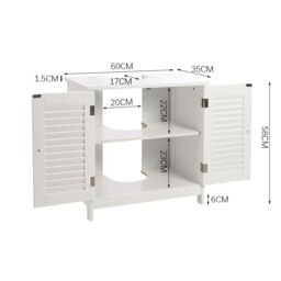 Living and Home Under Sink Bathroom Cabinet 2 Shutter Door in White - thumbnail 6
