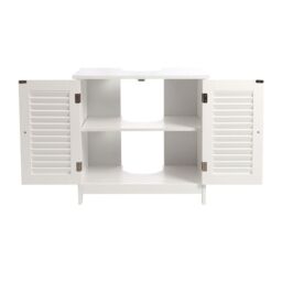 Living and Home Under Sink Bathroom Cabinet 2 Shutter Door in White - thumbnail 5
