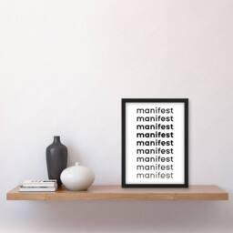Artery8 Manifest Manifest Manifest Black White Modern Framed Wall Art Print - Size: A4 - thumbnail 4