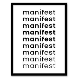 Artery8 Manifest Manifest Manifest Black White Modern Framed Wall Art Print - Size: A4 - thumbnail 1