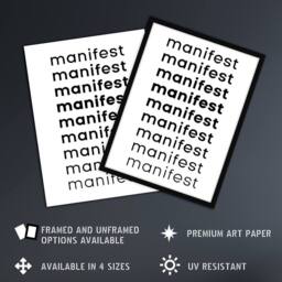 Artery8 Manifest Manifest Manifest Black White Modern Framed Wall Art Print - Size: A4 - thumbnail 2