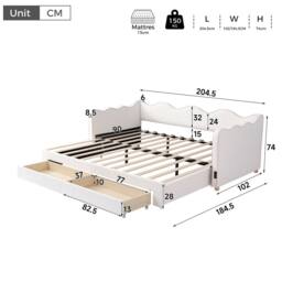 ModernLuxe Upholstered single daybed with pull out trundle & 2 drawers in Beige - thumbnail 5