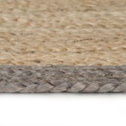 Berkfield Home Handmade Rug Jute with Grey Border 120 cm - Size: 100 cm diameter - thumbnail 3
