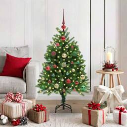 Berkfield Home Realistic Christmas Tree with 150 LEDs with Stand Green 120 cm PE - thumbnail 2