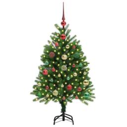 Berkfield Home Realistic Christmas Tree with 150 LEDs with Stand Green 120 cm PE - thumbnail 1