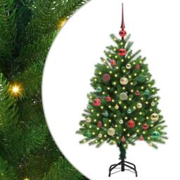 Berkfield Home Realistic Christmas Tree with 150 LEDs with Stand Green 120 cm PE - thumbnail 3