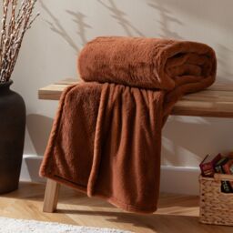 Furn Kallu Reversible Faux-Fur Throw in Orange - Size: 150 cm x 200 cm - thumbnail 1