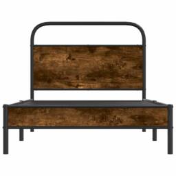 Berkfield Home Elegant Bed Frame Without Mattress 100x200 cm Smoked Oak Engineer in Brown - thumbnail 5