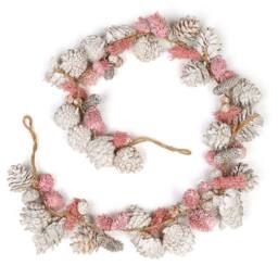 Dibor Dining Table Centrepiece Pine Cone & Pink Bauble Table Decor Garland - Size: Large - thumbnail 2