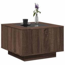 Berkfield Home Coffee Table with LED Brown Oak 60x60x40 cm Engineered Wood - Size: 60 x 60 x 40 cm - thumbnail 5