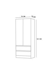 FWStyle Stora 2 Door 2 Drawer Wardrobe Grey Gloss (H) 180.5 (W) 80 (D) 50cm - thumbnail 5