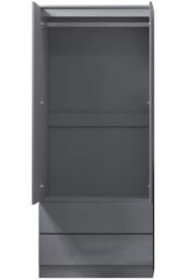 FWStyle Stora 2 Door 2 Drawer Wardrobe Grey Gloss (H) 180.5 (W) 80 (D) 50cm - thumbnail 4