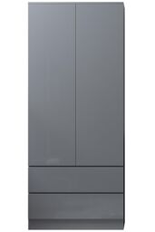 FWStyle Stora 2 Door 2 Drawer Wardrobe Grey Gloss (H) 180.5 (W) 80 (D) 50cm - thumbnail 3