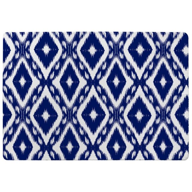 Benjamin Tate Design Tribal Art Ikat Ogee In Traditional Classic Blue Designer Rug in Natural - Size: Large - image 1