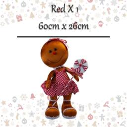 VFM e-Store Christmas Gingerbread Woman Decoration 60cm x 26cm Red X 1 - Size: 60 cm x 26 cm - thumbnail 2