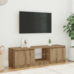 Berkfield Home TV Cabinet with LED Lights Artisian Oak 120x30x36 cm Engineered Wood in Brown - Size: 120 x 30 x 36 cm - thumbnail 3