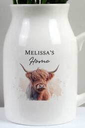 Personalised Memento Company Women's Personalised Highland Cow Flower Jug Vase in White - thumbnail 3