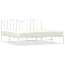 Berkfield Home Metal Bed Frame with Headboard White 193x203 cm - thumbnail 2