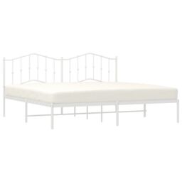 Berkfield Home Metal Bed Frame with Headboard White 193x203 cm - thumbnail 3