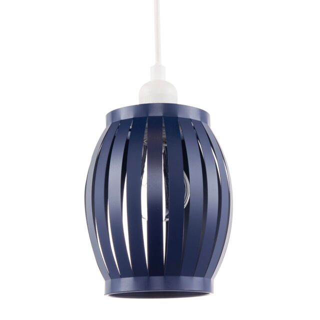 Happy Homewares Unique Grill Style Pendant Lighting Shade with Curved Metal Strips in Midnight