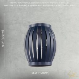 Happy Homewares Unique Grill Style Pendant Lighting Shade with Curved Metal Strips in Midnight - thumbnail 7