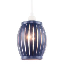 Happy Homewares Unique Grill Style Pendant Lighting Shade with Curved Metal Strips in Midnight - thumbnail 2