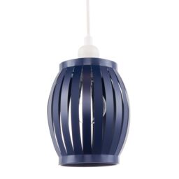 Happy Homewares Unique Grill Style Pendant Lighting Shade with Curved Metal Strips in Midnight - thumbnail 1