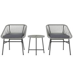 Wyld Haus Sorino 3 Piece Light Grey Rattan Bistro Set with Glass Table - thumbnail 2