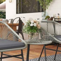Wyld Haus Sorino 3 Piece Light Grey Rattan Bistro Set with Glass Table - thumbnail 8