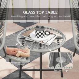 Wyld Haus Sorino 3 Piece Light Grey Rattan Bistro Set with Glass Table - thumbnail 7