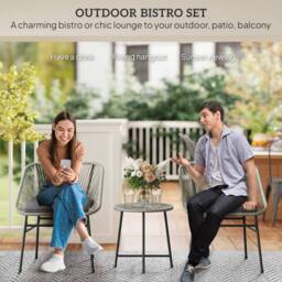 Wyld Haus Sorino 3 Piece Light Grey Rattan Bistro Set with Glass Table - thumbnail 4