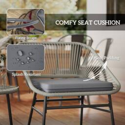 Wyld Haus Sorino 3 Piece Light Grey Rattan Bistro Set with Glass Table - thumbnail 6