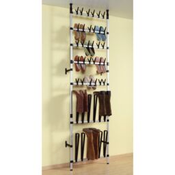 Berkfield Home Telescopic Shoe Rack with Rods Aluminium in Silver - thumbnail 5