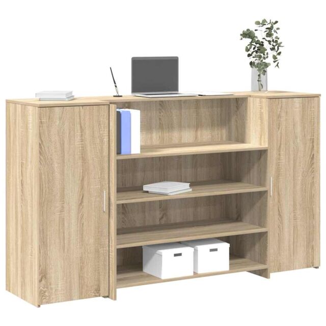 Berkfield Home Reception Desk Sonoma Oak 180x50x103.5 cm Engineered Wood in Brown