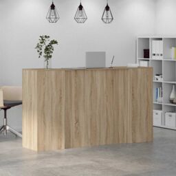 Berkfield Home Reception Desk Sonoma Oak 180x50x103.5 cm Engineered Wood in Brown - thumbnail 4