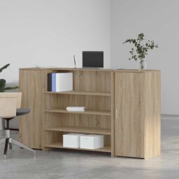 Berkfield Home Reception Desk Sonoma Oak 180x50x103.5 cm Engineered Wood in Brown - thumbnail 3