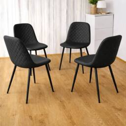 KOSY KOALA Modern Dining Table with 4 Gem pattern Black Faux Leather Chairs in Brown - thumbnail 4