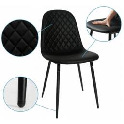 KOSY KOALA Modern Dining Table with 4 Gem pattern Black Faux Leather Chairs in Brown - thumbnail 5